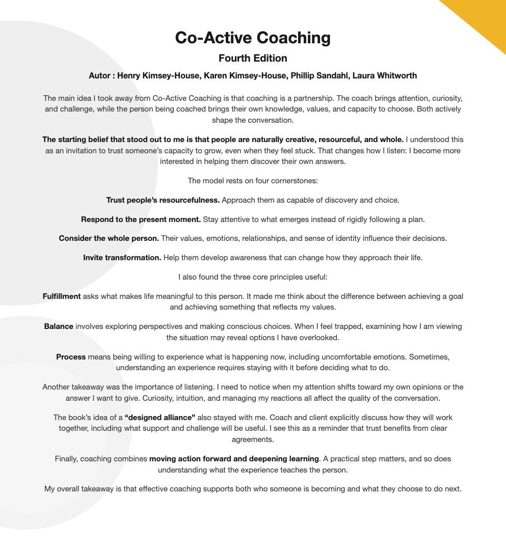 Co-Active Coaching